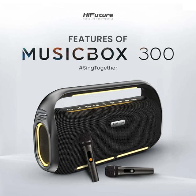 HiFuture MusicBox 300 Wireless Bluetooth Speaker with Dual Wireless Microphone - 712661