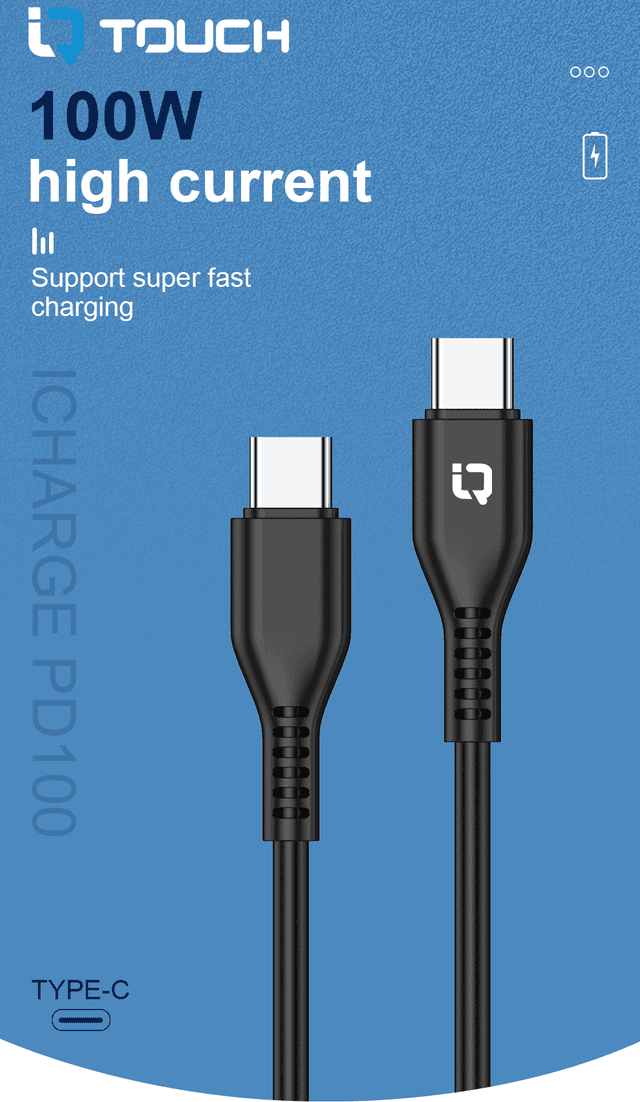 IQ Touch 1M 100W USB-C to USB-C Fast Data & Charging Cable - SW1hZ2U6MzQyNTQ0MA==