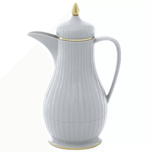 دلة تميم 2 لون رمادي فاتح مع خط ذهبي سعة 0.35 لتر السيف غاليري  Al Saif Gallery Dallah Tamim 2 Light Grey With Gold Stripe 0.35 Liter