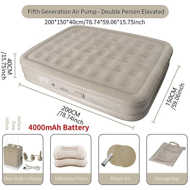 Outdoor Camping One-click Automatic Double Self-Inflating Mattress 4000mAh - 713013