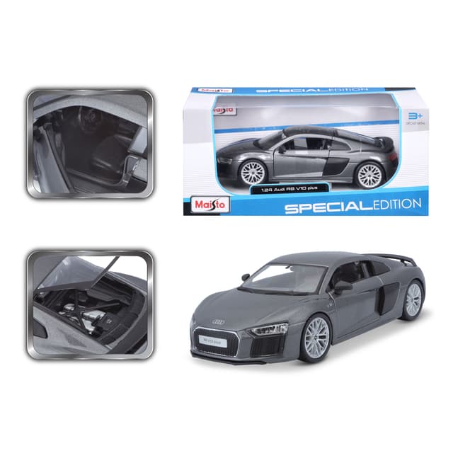 1:24 Audi R8 V10 Plus Met Grey Officially Licensed Scaled Replicas of Collectible Diecast Metal Models with Exquisite Interior and Exterior Detailing for All Age. - 715187