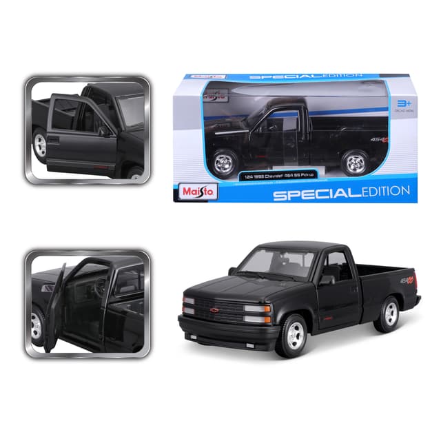 1:24 1993 Chevrolet 454 Ss Pick-Up Black Officially Licensed Scaled Replicas of Collectible Diecast Metal Models with Exquisite Interior and Exterior Detailing for All Age. - 715259