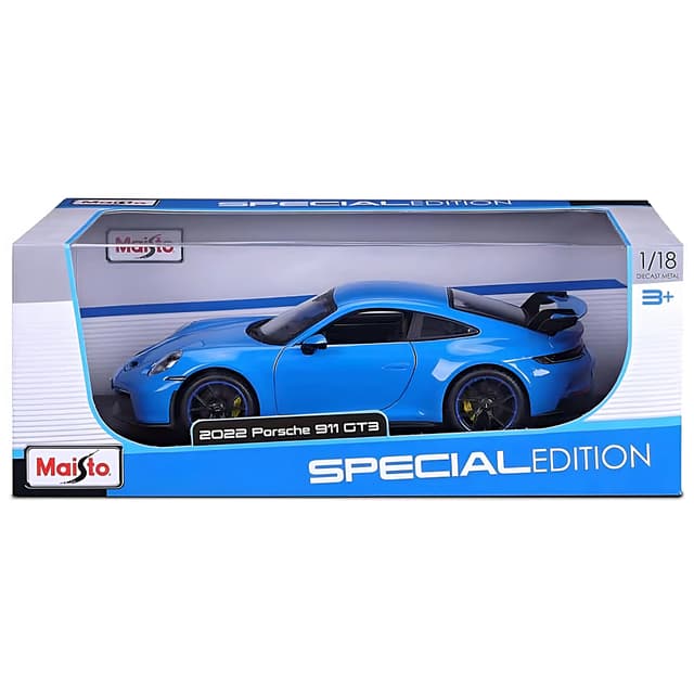 لعبة سيارة معدن 1:18 بورشه 911 جي تي 3 أزرق مخطط Maisto Porsche 911 GT3 Diecast Model - SW1hZ2U6MzQ3Nzg1Mg==