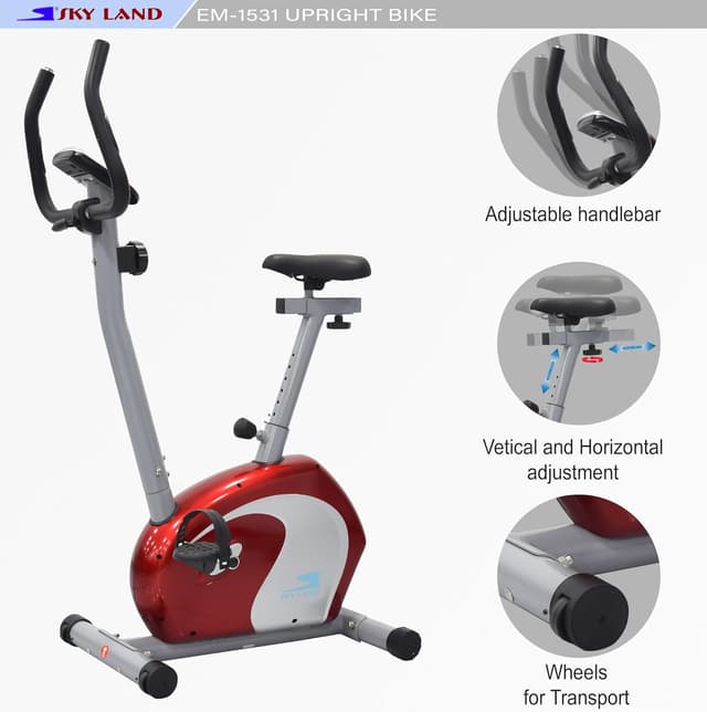 SkyLand Magnetic Indoor Cycling Bike for Home Gym Adjustable Seat, Digital Monitor, 8 Resistance Levels, Upright Exercise Bike  - 713510