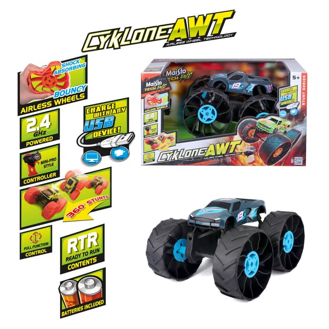 لعبة سيارة كهربائية بالريموت كنترول 2.4 جيجاهرتز أزرق غامق مايستو تيك Maisto Tech Cyklone Awt Usb Rechargeable Vehicle