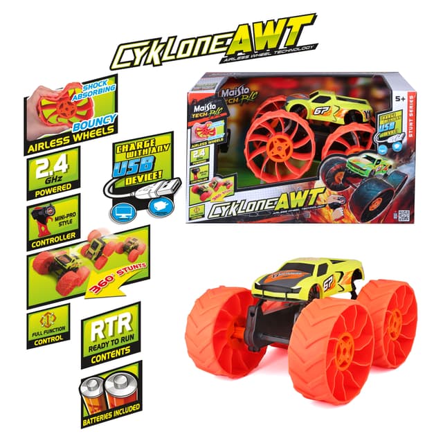 Cyklone Awt -  Usb Rechargeable Vehicle - Green RC Remote Control Vehicle 2.4Ghz USB Gift for Kids Girls & Boys Electric Powered High Speed Vehicle for All Ages