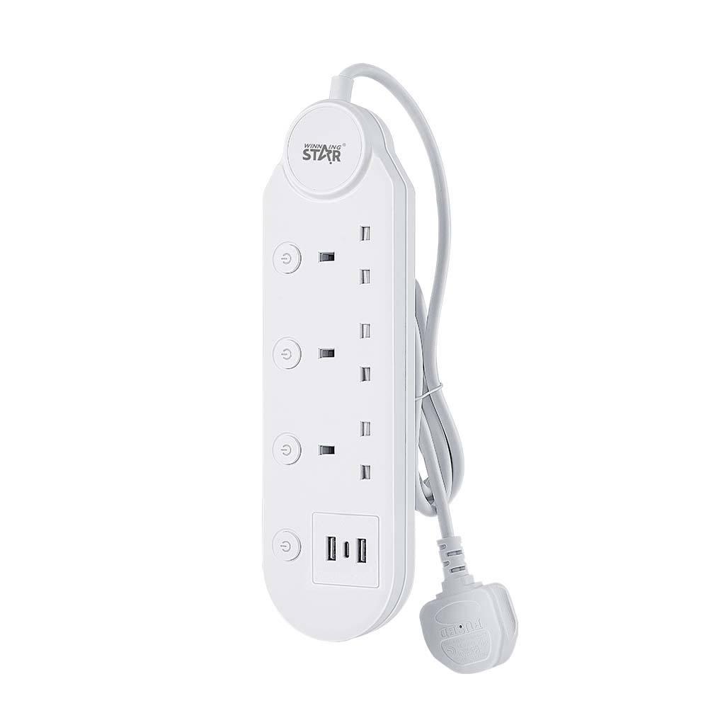 توصيلة كهرباء وينينج ستار 3 مخارج 2000 واط 3 متر Winning Star Power Strip Extension Socket