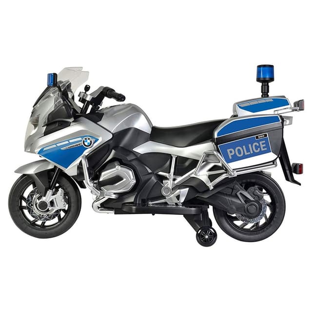 دراجة نارية شرطة كهربائية للاطفال بي ام دبليو 12 فولط فضي مايتس Myts Licensed 12V BMW Kids Police Motorbike