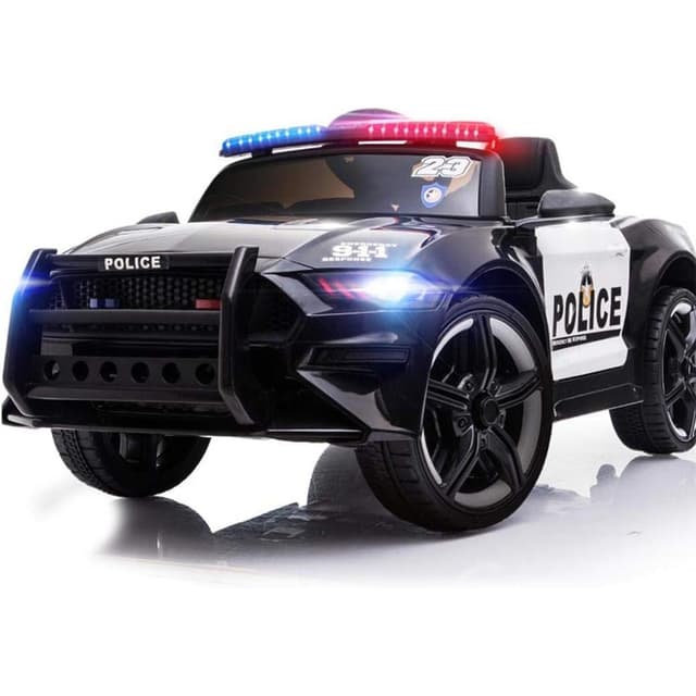 سيارة شرطة كهربائية للأطفال بقوة 12 فولت باللون الأسود من شركة مايتس Myts 12 Volts Kids Police Kids electric Car Black