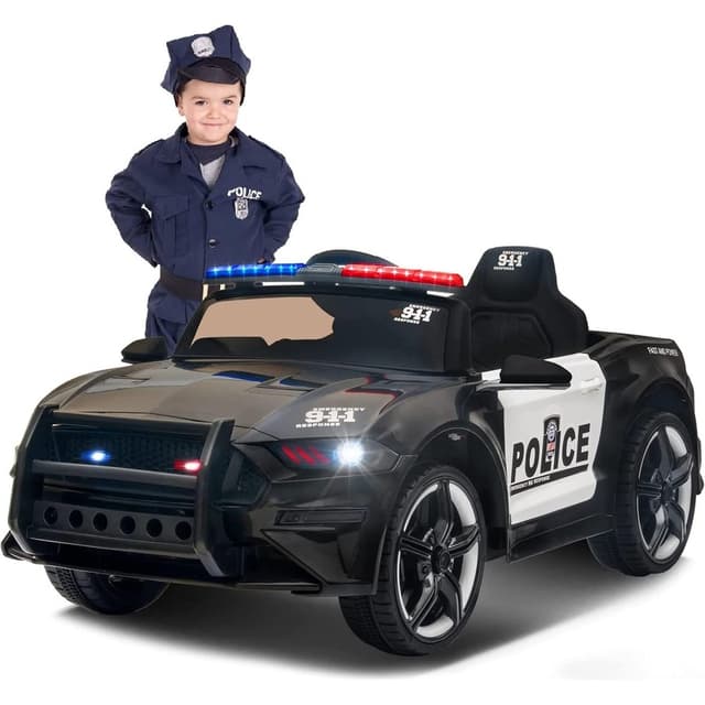 سيارة شرطة كهربائية للأطفال بقوة 12 فولت باللون الأسود من شركة مايتس Myts 12 Volts Kids Police Kids electric Car Black