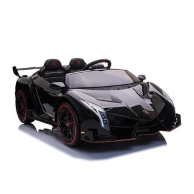 سيارة لامبورجيني فينينو 12 فولت ذات مقعدين باللون الأسود من شركة مايتس Myts - 12V Lamborghini Veneno 2 Seater Ride On Car - Black