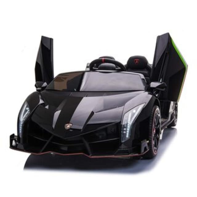 سيارة لامبورجيني فينينو 12 فولت ذات مقعدين باللون الأسود من شركة مايتس Myts - 12V Lamborghini Veneno 2 Seater Ride On Car - Black