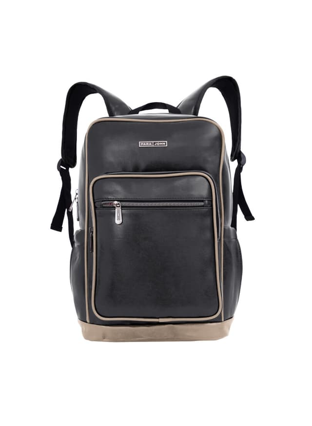 Para John 16Inch Genuine Leather Backpack - Black