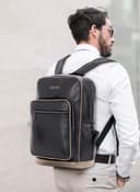 Para John 16Inch Genuine Leather Backpack - Black