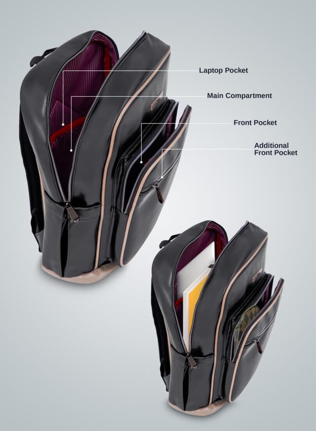 Para John 16Inch Genuine Leather Backpack - Black