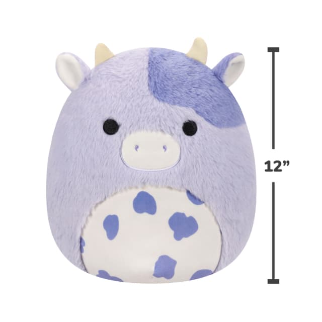 12 inch Medium Plush Fuzzamallows Bubba Purple Cow with Spotted Belly Walmart Officially Licensed Kellytoy Plush Toy Colorful Soft Gift for Kids Girls & Boys Washable Squishy Stuff Toy Multicolor All Age