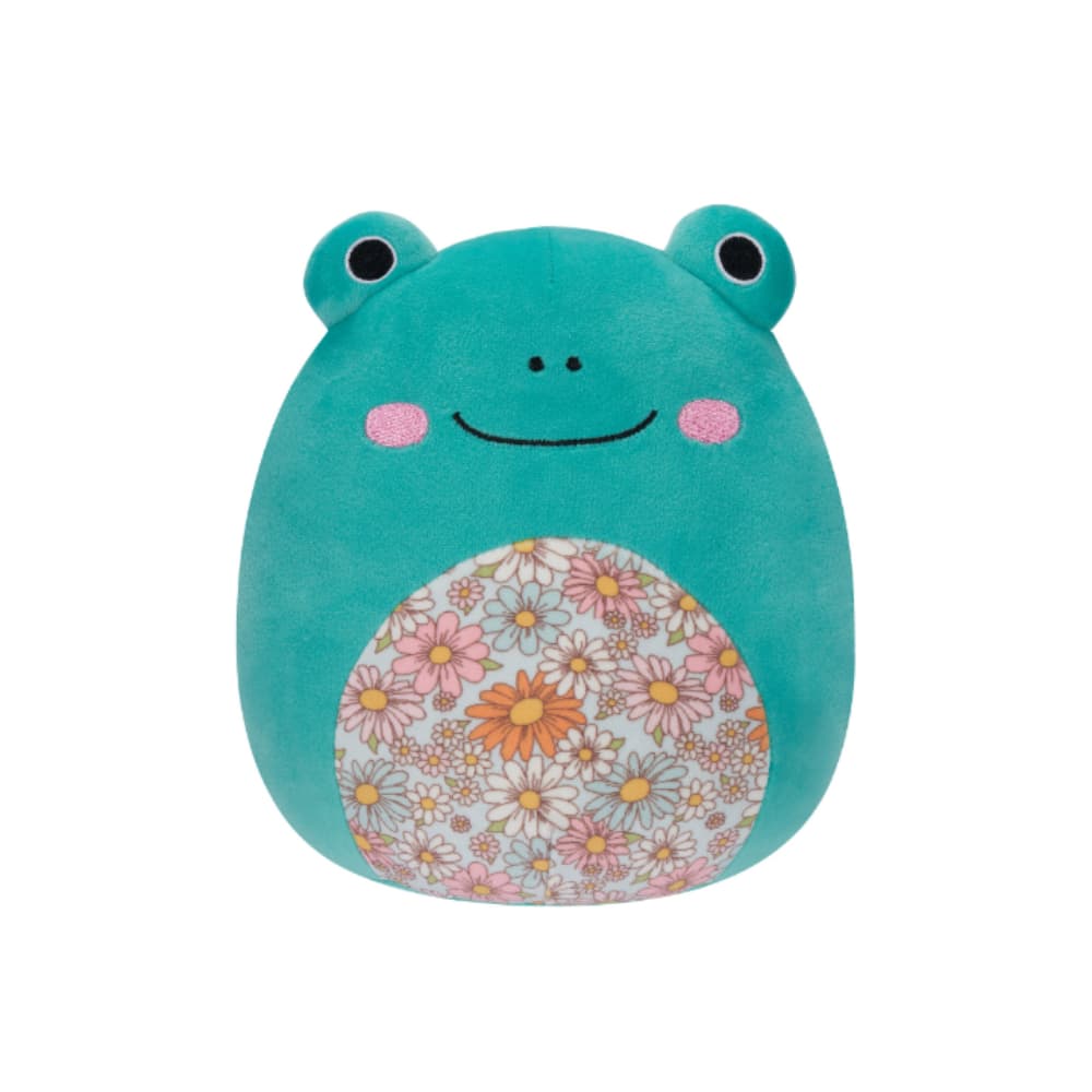 7.5 inch Little Plush Robert Aqua Frog with Floral Belly Officially Licensed Kellytoy Plush Toy Colorful Soft Gift for Kids Girls & Boys Washable Squishy Stuff Toy Multicolor All Age