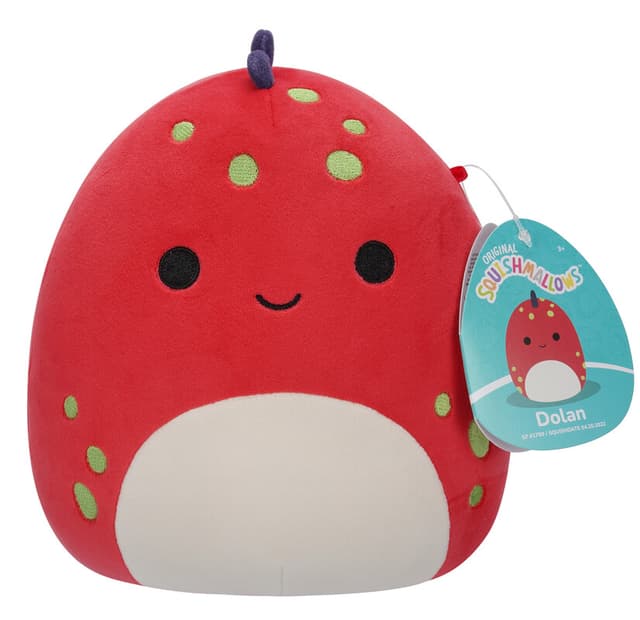 دمية محشوة للأطفال دولان 7.5 بوصة أحمر وأصفر سكويشمالوز Squishmallows Dolan Dino Plush Toy