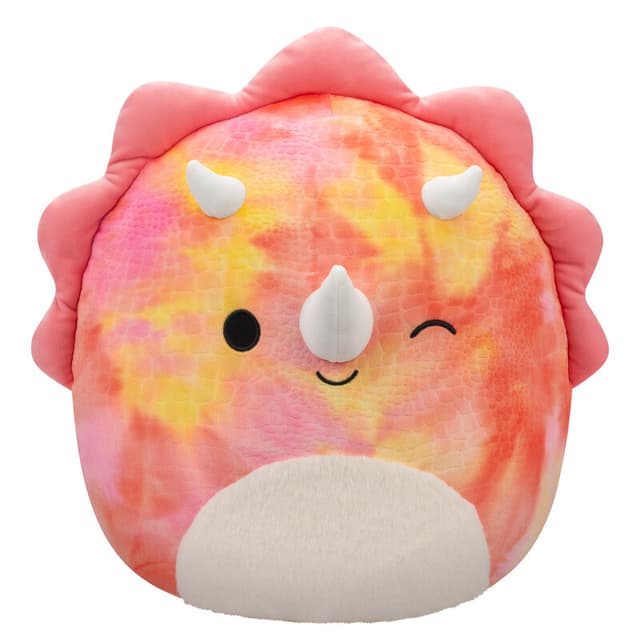دمية محشوة للأطفال ترينيتي 16 بوصة وردي سكويشمالوز Squishmallows Trinity Tie Dye Triceratops Plush Toy