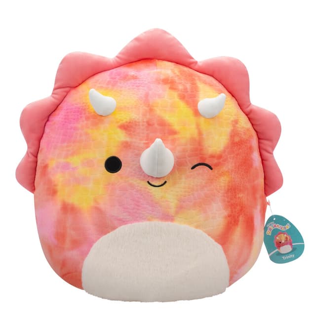 دمية محشوة للأطفال ترينيتي 16 بوصة وردي سكويشمالوز Squishmallows Trinity Tie Dye Triceratops Plush Toy