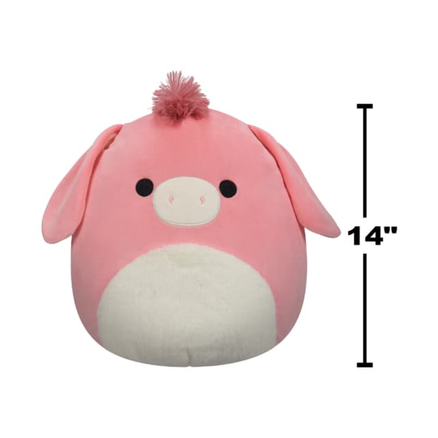 دمية محشوة للأطفال بشخصية حمار 14 بوصة وردي سكويشمالوز Squishmallows Donkey Plush Toy