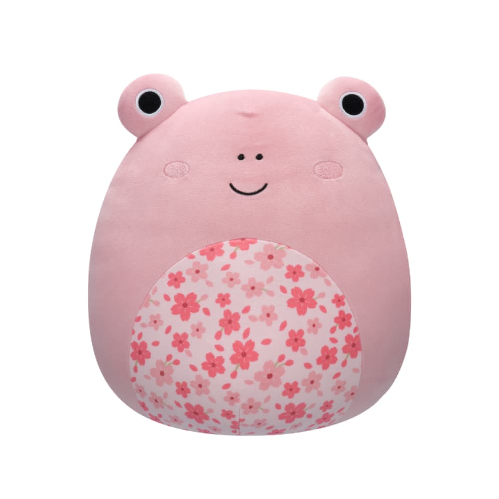 12 inch Medium Plush Kline Pink Frog with Sakura Flower Belly Officially Licensed Kellytoy Plush Toy Colorful Soft Gift for Kids Girls & Boys Washable Squishy Stuff Toy Multicolor All Age