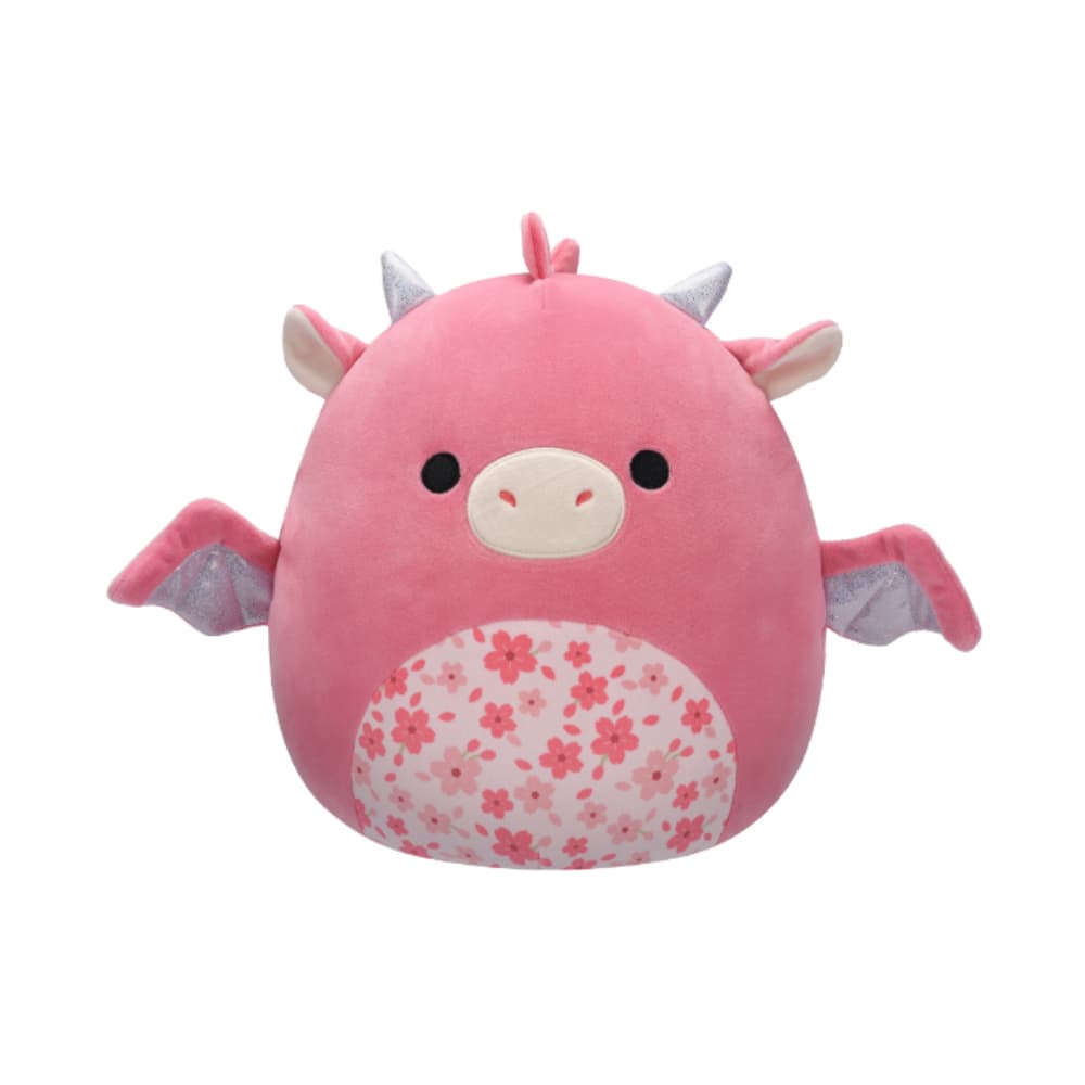 12 inch Medium Plush Aegi Pink Dragon with Sakura Flower Belly Officially Licensed Kellytoy Plush Toy Colorful Soft Gift for Kids Girls & Boys Washable Squishy Stuff Toy Multicolor All Age