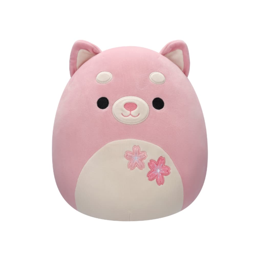 12 inch Medium Plush Etude Pink Shiba with Sakura Flowers Officially Licensed Kellytoy Plush Toy Colorful Soft Gift for Kids Girls & Boys Washable Squishy Stuff Toy Multicolor All Age