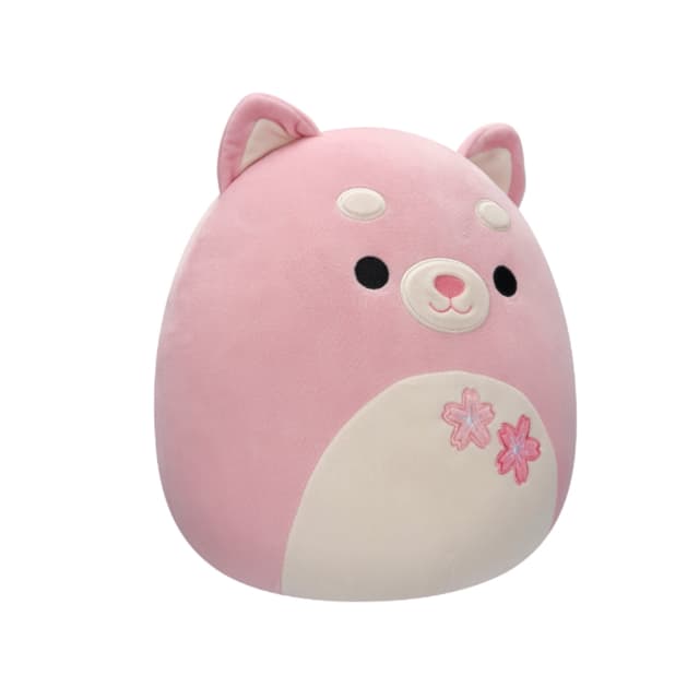 12 inch Medium Plush Etude Pink Shiba with Sakura Flowers Officially Licensed Kellytoy Plush Toy Colorful Soft Gift for Kids Girls & Boys Washable Squishy Stuff Toy Multicolor All Age - 715819