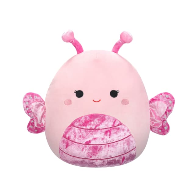 12 inch Medium Plush Light Pink Velvet Butterfly with Pink Belly, Antennas, and Wings Officially Licensed Kellytoy Plush Toy Colorful Soft Gift for Kids Girls & Boys Washable Squishy Stuff Toy Multicolor All Age