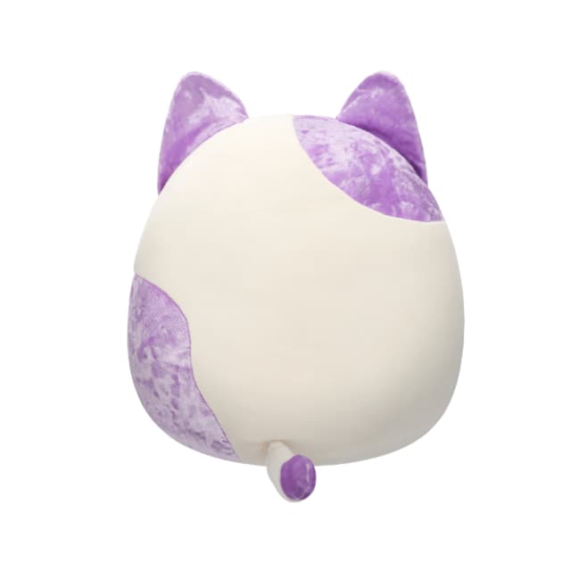 12 inch Medium Plush White Velvet Cat with Purple Ears and Spot Officially Licensed Kellytoy Plush Toy Colorful Soft Gift for Kids Girls & Boys Washable Squishy Stuff Toy Multicolor All Age - 715833