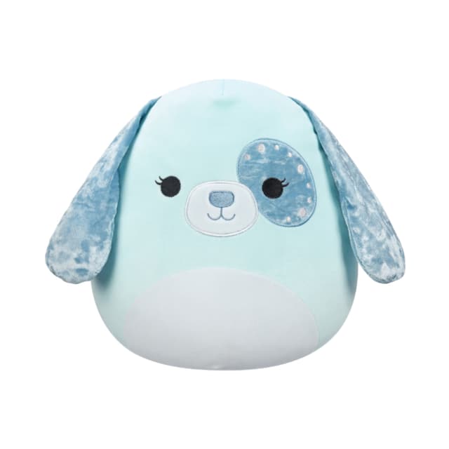 12 inch Medium Plush Light Aqua Velvet Dog with Aqua Ears and Eye Patch Officially Licensed Kellytoy Plush Toy Colorful Soft Gift for Kids Girls & Boys Washable Squishy Stuff Toy Multicolor All Age - 978975