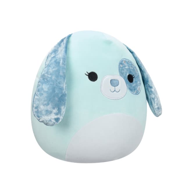 12 inch Medium Plush Light Aqua Velvet Dog with Aqua Ears and Eye Patch Officially Licensed Kellytoy Plush Toy Colorful Soft Gift for Kids Girls & Boys Washable Squishy Stuff Toy Multicolor All Age - 715839