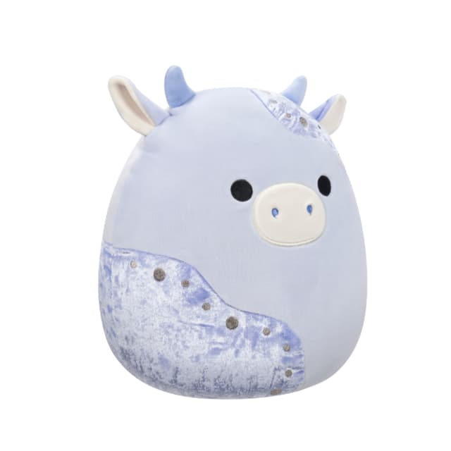 12 inch Medium Plush Light Blue Velvet Cow with Blue Patches Officially Licensed Kellytoy Plush Toy Colorful Soft Gift for Kids Girls & Boys Washable Squishy Stuff Toy Multicolor All Age - 715843