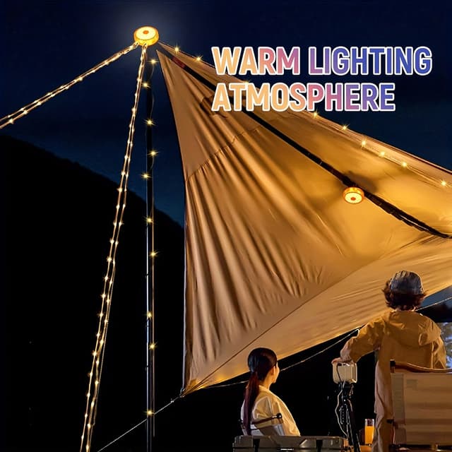 سلسلة اضاءة زينة مع مصباح ليد مدمج للرحلات Rechargeable Outdoor Camping Light String
