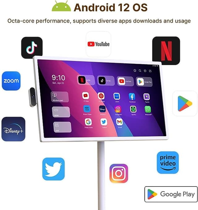 شاشة متنقلة اندرويد ذكية 4K تكتك 32 بوصة مع كاميرا Taktik Portable Smart Touch Screen 4K With Camera - 716233