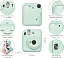 O Ozone Silicone Case for Fujifilm Instax Mini 12 Instant Camera Case Soft Protective Camera Cover with Adjustable Shoulder Strap - Mint Green