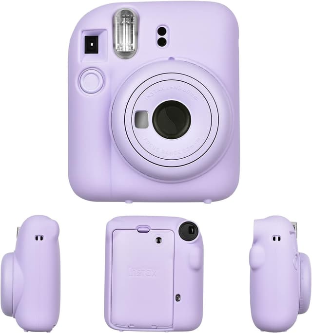 O Ozone Silicone Case for Fujifilm Instax Mini 12 Instant Camera Case Soft Protective Camera Cover with Adjustable Shoulder Strap - Lilac Purple