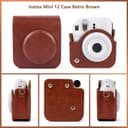 O Ozone PU Leather Camera Case for Fujifilm Instax Mini 12 Instant Camera Protective Camera Cover with Adjustable Shoulder Strap - Brown