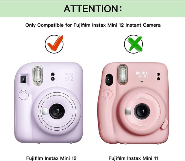 O Ozone PU Leather Camera Case for Fujifilm Instax Mini 12 Instant Camera Protective Camera Cover with Adjustable Shoulder Strap - Blossom Pink