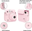 O Ozone PU Leather Camera Case for Fujifilm Instax Mini 12 Instant Camera Protective Camera Cover with Adjustable Shoulder Strap - Blossom Pink
