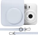 O Ozone PU Leather Camera Case for Fujifilm Instax Mini 12 Instant Camera Protective Camera Cover with Adjustable Shoulder Strap - Clay White