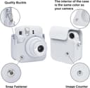 O Ozone PU Leather Camera Case for Fujifilm Instax Mini 12 Instant Camera Protective Camera Cover with Adjustable Shoulder Strap - Clay White