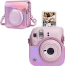 غطاء حماية للكاميرا مع حزام كتف قابل للتعديل لكميرا فوجي فيلم انستاكس ميني وردي لامع   أو  أوزون O Ozone Protective Camera Case for Fujifilm Instax Mini 12 Instant Camera PU Leather Camera Cover with Adjustable Shoulder Strap  Shiny Pink