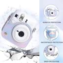 O Ozone Protective Camera Case for Fujifilm Instax Mini 12 Instant CameraPU Leather Camera Cover with Adjustable Shoulder Strap -Shiny Silver