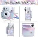 O Ozone Protective Camera Case for Fujifilm Instax Mini 12 Instant CameraPU Leather Camera Cover with Adjustable Shoulder Strap -Shiny Silver