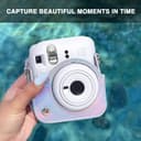 O Ozone Protective Camera Case for Fujifilm Instax Mini 12 Instant CameraPU Leather Camera Cover with Adjustable Shoulder Strap -Shiny Silver