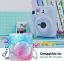 O Ozone PU Leather Camera Case for Fujifilm Instax Mini 12 Instant Camera Protective Camera Cover with Adjustable Shoulder Strap - Blue pink painting