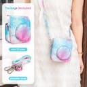 O Ozone PU Leather Camera Case for Fujifilm Instax Mini 12 Instant Camera Protective Camera Cover with Adjustable Shoulder Strap - Blue pink painting