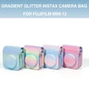 O Ozone Protective Camera Case for Fujifilm Instax Mini 12 Instant Camera, PU Leather Glitter Gradient Style Camera Carrying Bag with Shoulder Strap for Instax Mini 12-Pink&Purple